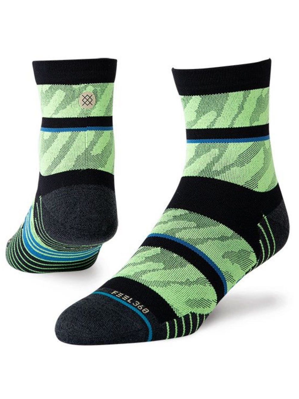 Stance Cycling EMBRUN Crew Socks Neon Green & Black LARGE L NEW